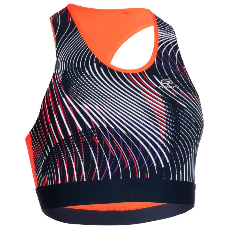 Kalenji BRASSIERE D'ATHLETISME FEMME BLEUE ET ORANGE 3 Kalenji BRASSIERE D'ATHLETISME FEMME BLEUE ET ORANGE