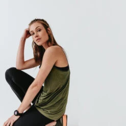 Kalenji Débardeur Running Léger Femme - Light Kaki -Sport Style Soldes debardeur running leger femme light kaki 3