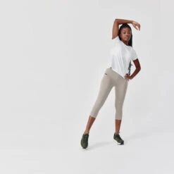 Devant -Sport Style Soldes legging court running femme support beige 1