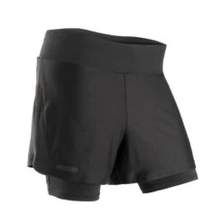 Kalenji Short 2 En 1 Running Cuissard Integré Femme - Dry Noir -Sport Style Soldes short 2 en 1 running cuissard integre femme dry noir 4
