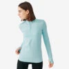 Kalenji T-shirt Manches Longues Chaud Running Femme - Zip Warm Bleu Clair -Sport Style Soldes t shirt manches longues chaud running femme zip warm bleu clair