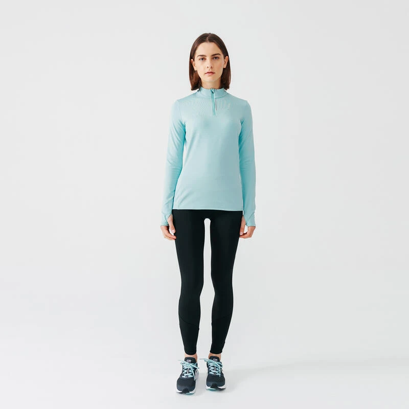 Kalenji T-shirt Manches Longues Chaud Running Femme - Zip Warm Bleu Clair 5 Kalenji T-shirt Manches Longues Chaud Running Femme - Zip Warm Bleu Clair – Image 3