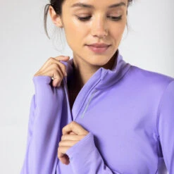 Kalenji T-shirt Manches Longues Chaud Running Femme - Zip Warm Violet -Sport Style Soldes t shirt manches longues chaud running femme zip warm violet 2