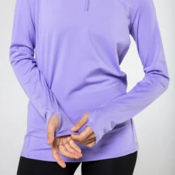 Kalenji T-shirt Manches Longues Chaud Running Femme - Zip Warm Violet -Sport Style Soldes t shirt manches longues chaud running femme zip warm violet 3