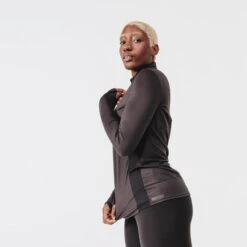 Kalenji T-shirt Running Manches Longues 1/2 Zip Femme - Dry+ Noir -Sport Style Soldes t shirt running manches longues 12 zip femme dry noir 10