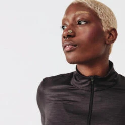 Kalenji T-shirt Running Manches Longues 1/2 Zip Femme - Dry+ Noir -Sport Style Soldes t shirt running manches longues 12 zip femme dry noir 12